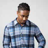 North River Knit Button Down Shirt for Men in Coronet Blue