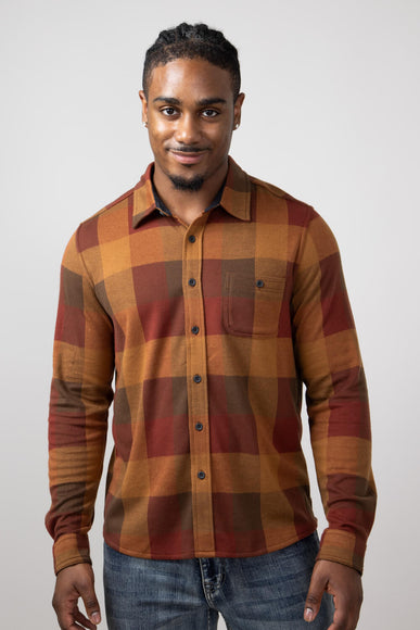 North River Knit Button Down Shirt for Men in Henna