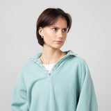 Snap Button Collared Fleece for Women in Sage