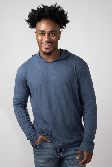 Slub Pullover Hoodie for Men in Indigo