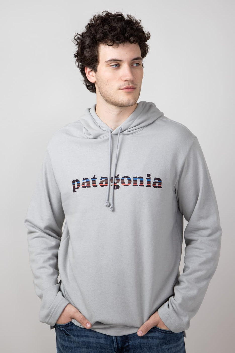 Patagonia Men s 73 Lightweight Wildrise Logo Hoodie in Ink Salt Grey Glik s