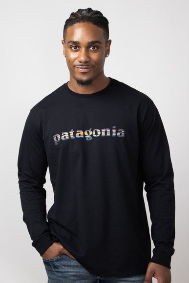 Patagonia Men’s Long Sleeve ’73 Logo Responsibili-Tee T-Shirt in Black