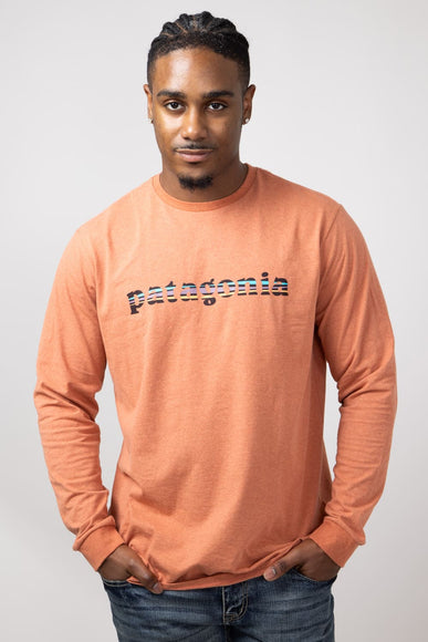 Patagonia Men’s Long Sleeve ’73 Logo Responsibili-Tee T-Shirt in Redtail Rust