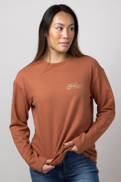 Patagonia Women’s Long Sleeve Unity Fitz Wildrise Crewneck in Burnished Red