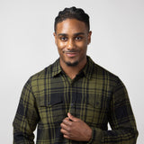 Plaid Flannel Shirt for Men in Army Green