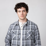 Plaid Flannel Shirt for Men in Grey