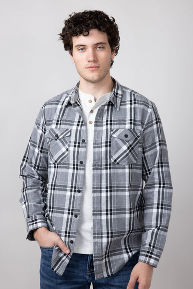 Plaid Flannel Shirt for Men in Grey