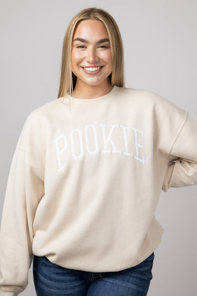 1897 Active Pookie Embroidery Sweatshirt for Women in Cream