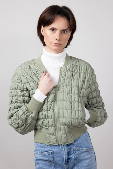 Quilted Puffer Jacket for Women in Sage