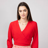 Rokoko Open Tie Back Wrap Top for Women in Red