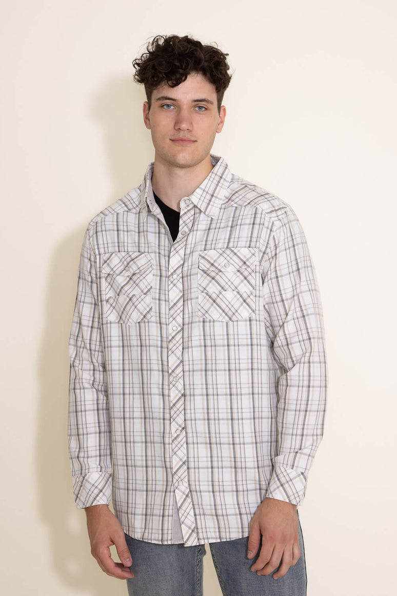 Western Woven Plaid Shirt for Men in Off White | RW37-DF31-OWHT – Glik's