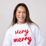 1897 Active Very Merry Patch Crewneck for Women in White 