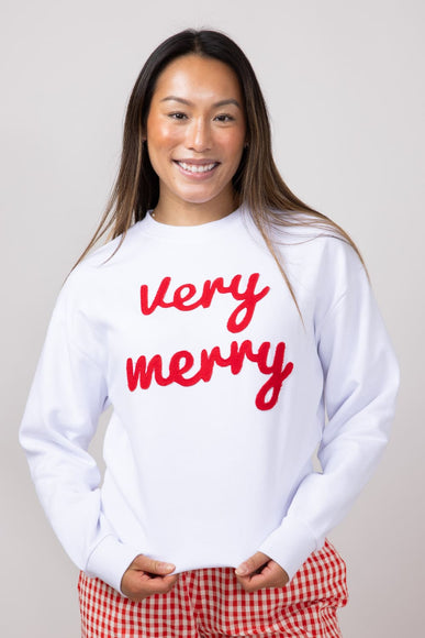 1897 Active Very Merry Patch Crewneck for Women in White 