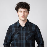 Plaid Flannel Shirt for Men in Black Blue