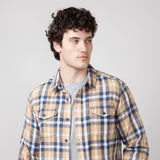 Plaid Flannel Shirt for Men in Khaki