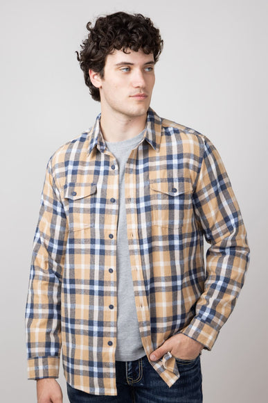 Plaid Flannel Shirt for Men in Khaki