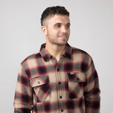 Sherpa Lined Flannel Shacket for Men in Khaki