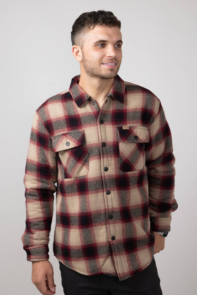 Sherpa Lined Flannel Shacket for Men in Khaki