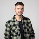 Sherpa Lined Flannel Shacket for Men in Light Olive