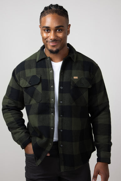 Sherpa Lined Flannel Shacket for Men in Rosin