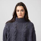 Simply Southern Braid Cropped Sweater for Women in Midnight Grey