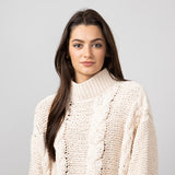 Simply Southern Braid Cropped Sweater for Women in Parchment Cream