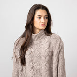 Simply Southern Braid Cropped Sweater for Women in Tan