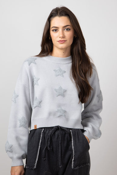 Simply Southern Cropped Star Sweater for Women in Grey