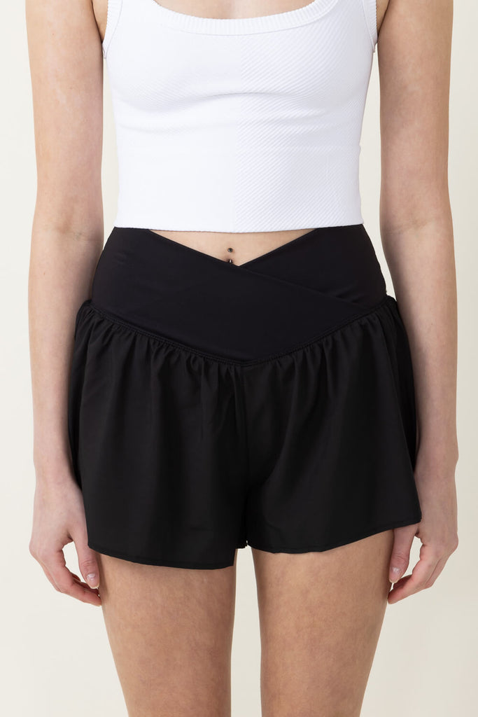 Simply Southern Cross Waistband Shorts for Women in Black