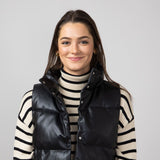 Simply Southern Faux Leather Cropped Puffer Vest for Women in Black