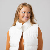 Simply Southern Faux Leather Cropped Puffer Vest for Women in Ivory