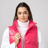 Simply Southern Faux Leather Cropped Puffer Vest for Women in Pink