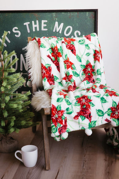 Simply Southern Holiday Cardinal Sherpa Blanket in White