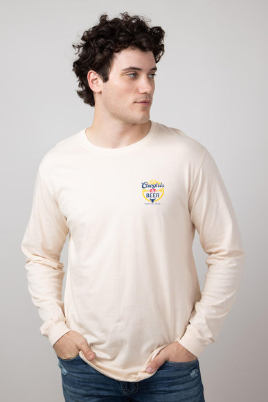 Simply Southern Long Sleeve Cowgirls & Beer T-Shirt for Men in Beige