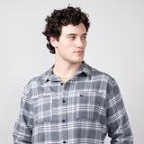 Simply Southern Plaid Button Up Shacket for Men in Grey Plaid 