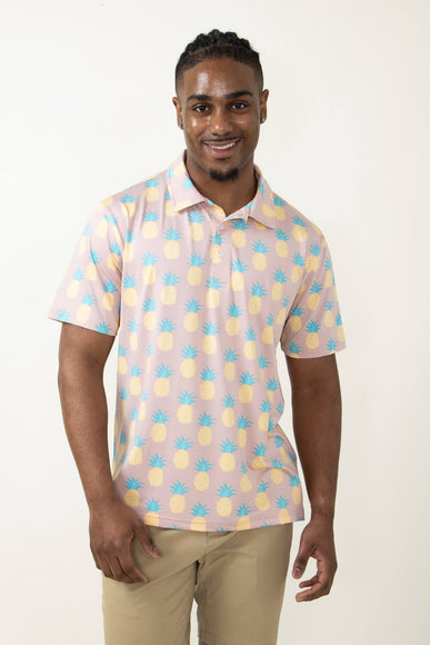 Simply Southern Pineapple Polo for Men in Peach