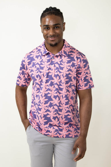 Simply Southern Pink Leaf Polo for Men in Pink