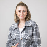 Simply Southern Plaid Shacket for Women in Grey