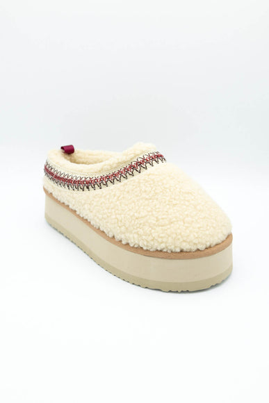 Simply Southern Platform Sherpa Slippers for Women in Cream