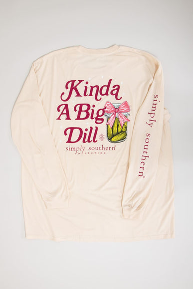 Simply Southern Plus Size Long Sleeve Big Dill T-Shirt for Women in Whisper White