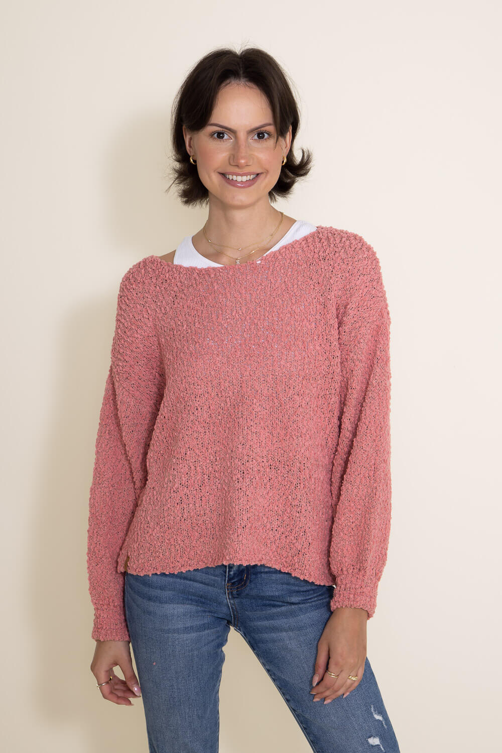 Simply Southern Chenille Cropped Sweater for Women in Chestnut Brown