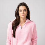 Simply Southern Quarter Zip Sweater for Women in Candy Pink