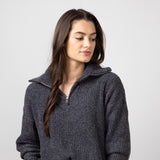 Simply Southern Quarter Zip Sweater for Women in Coal Grey