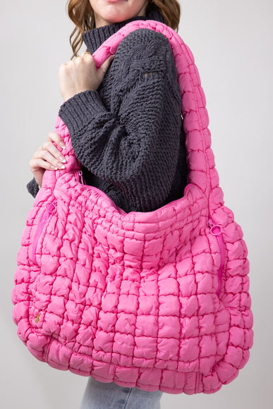 Simply Southern Quilted Puffer Hobo Bag for Women in Pink