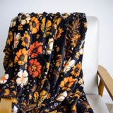 Simply Southern Sherpa Pom Pom Throw Blanket in Black Floral