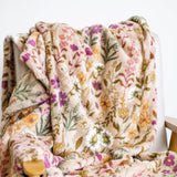 Simply Southern Sherpa Pom Pom Throw Blanket in Tan Floral