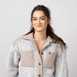 Simply Southern Soft Shacket for Women in Frost/Tan