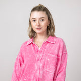 Simply Southern Solid Acid Wash Shacket for Women in Pink