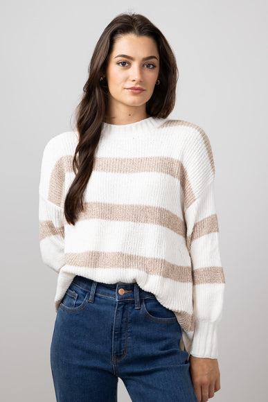 Simply Southern Stripe Sweater for Women in Desert Tan