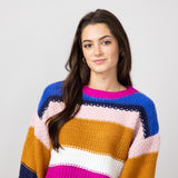 Simply Southern Striped Cropped Sweater for Women in Royal